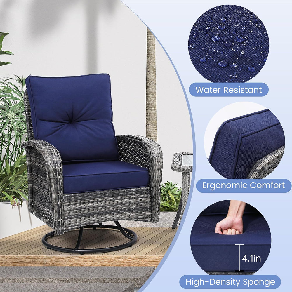 wildformers Luxury Outdoor Swivel Wicker Glider Patio Chairs with Table Set