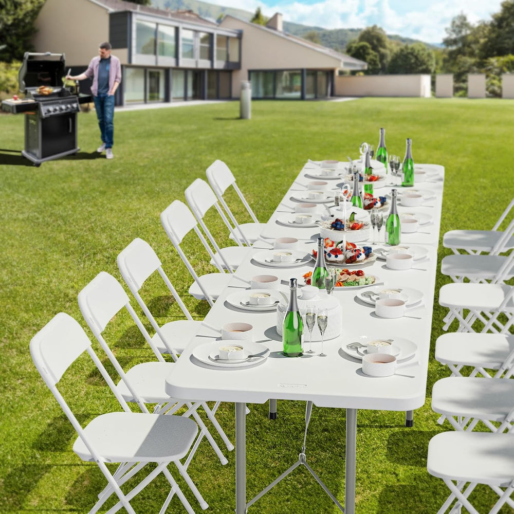 VINGLI 6 Foot Plastic Folding Table Portable Long Table for Indoor Outdoor Us...