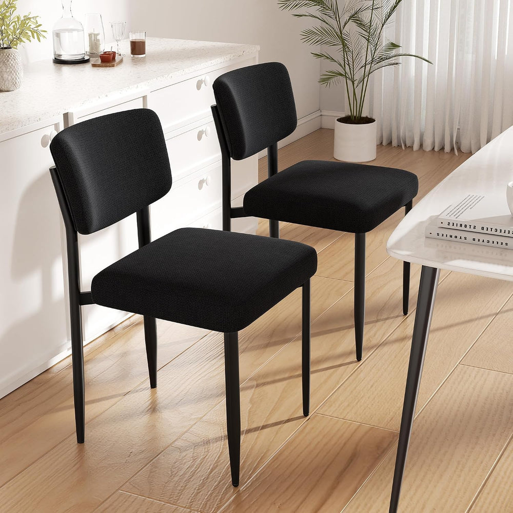 Modern Dining Chairs Set of 6, Fabric Kitchen Chairs,Black