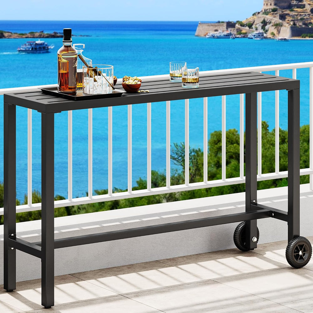 YITAHOME 55" Outdoor Bar Table with Wheels