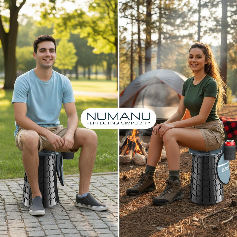 NUMANU XXL Lite Collapsible Stool, 3-in-1 Cushion + Bag, 880 lbs, Round