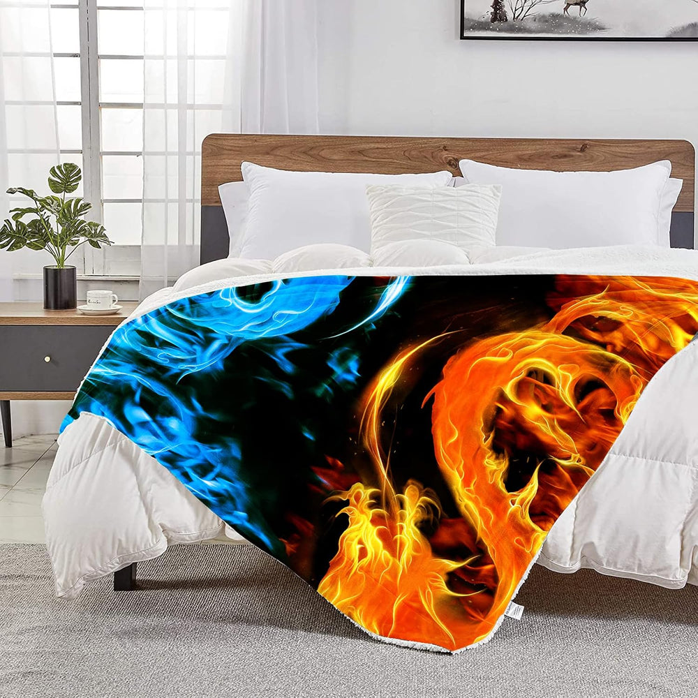 Ice & Fire Dragon Throw Blanket for Couch, Super Soft Fuzzy Throws Warm C...