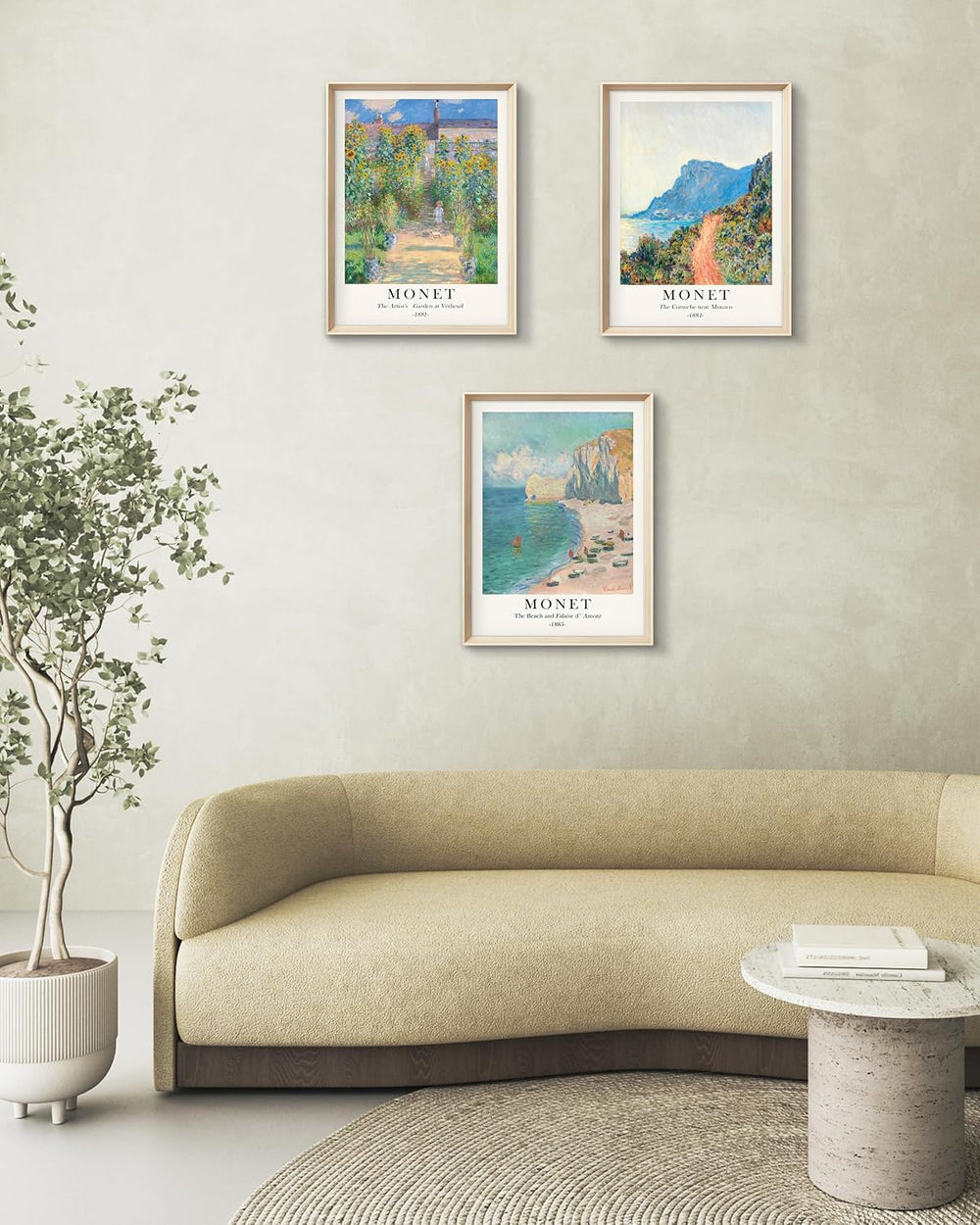 HesenDot Framed Wall Art, Claude Monet Landscape Canvas Prints Set