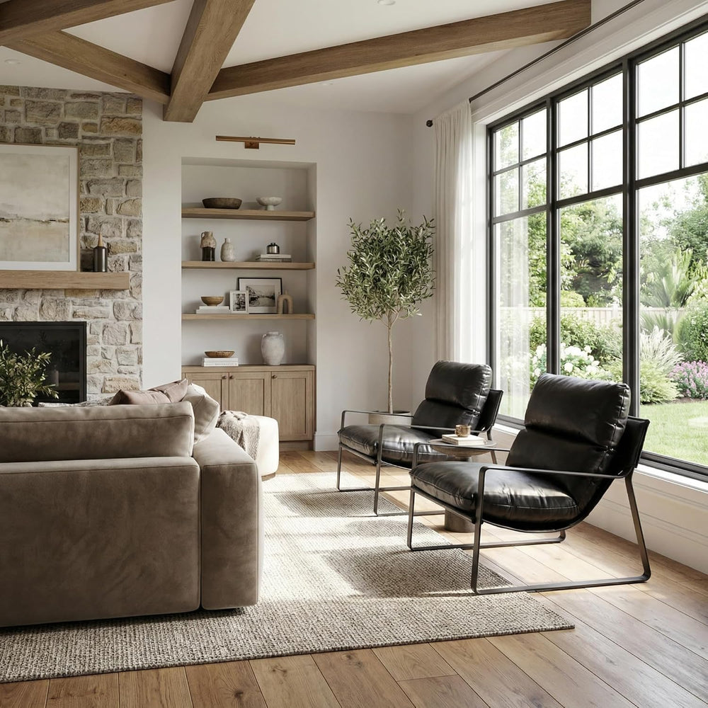 LukeAlon Modern PU Leather Accent Armchair, Black