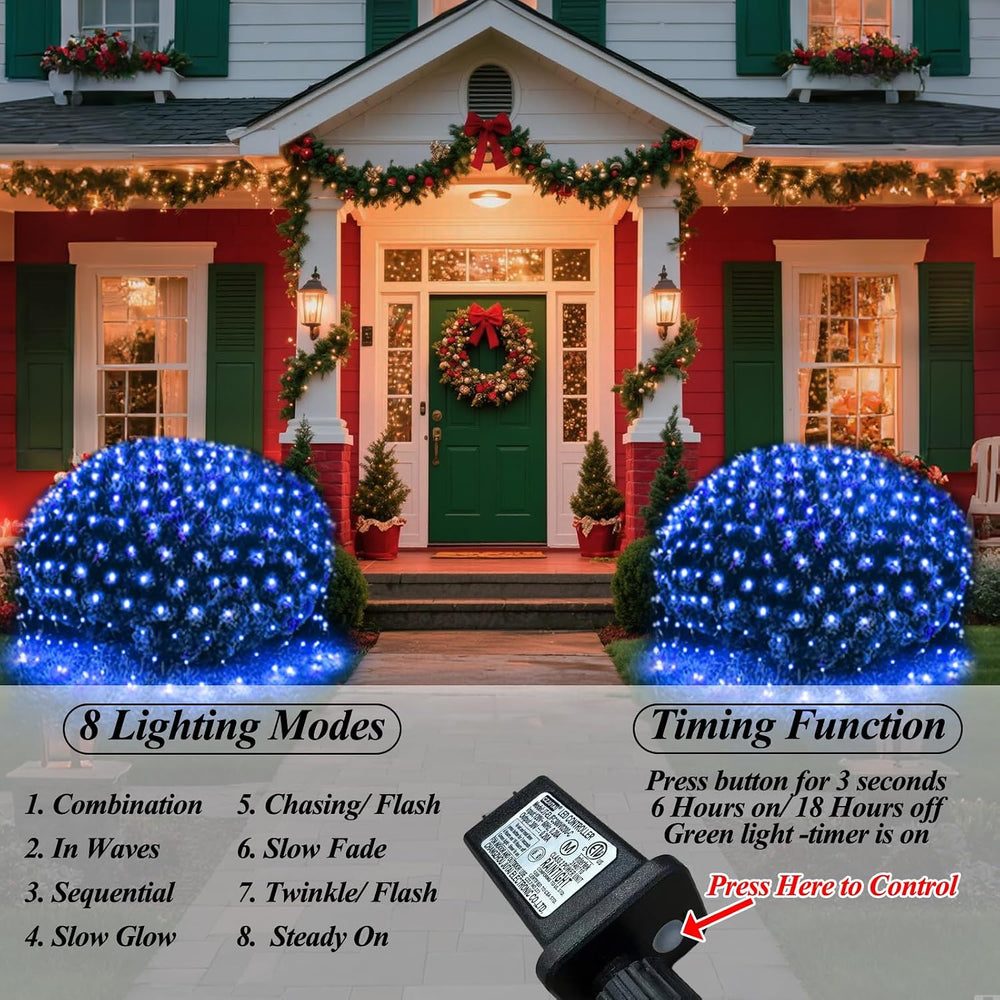 OYCBUZO 300LED Net Lights, 14.8ft x 5ft Christmas Net Lights Outdoor Connecta...