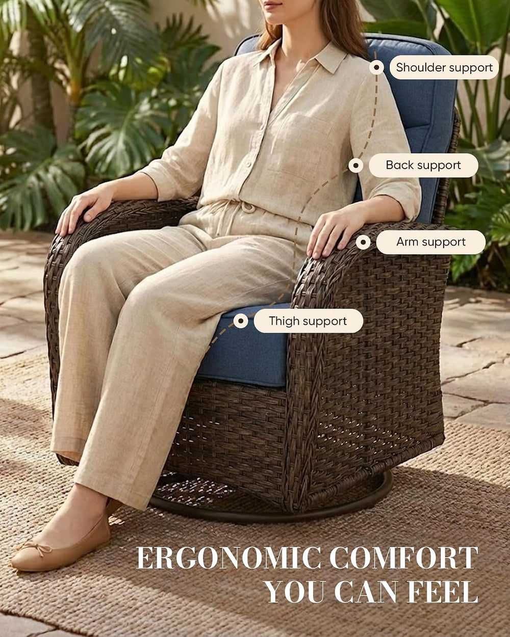 Belord Upgraded 6“ Cushion Luxury 6 Piece Patio Furniture Set - Wicker Couch ...
