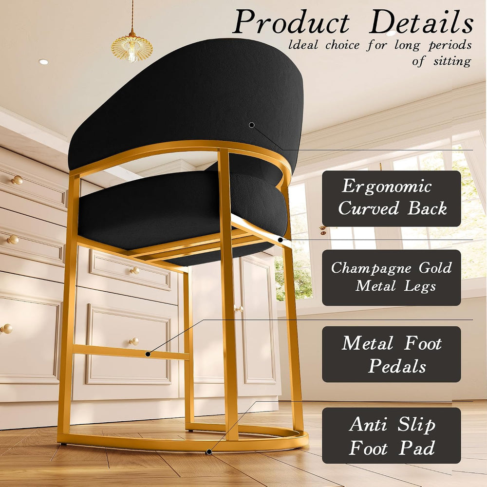 Modern Counter Height Bar Stools,Bar Stools Set of 4,Velvet Fabric Upholstere...