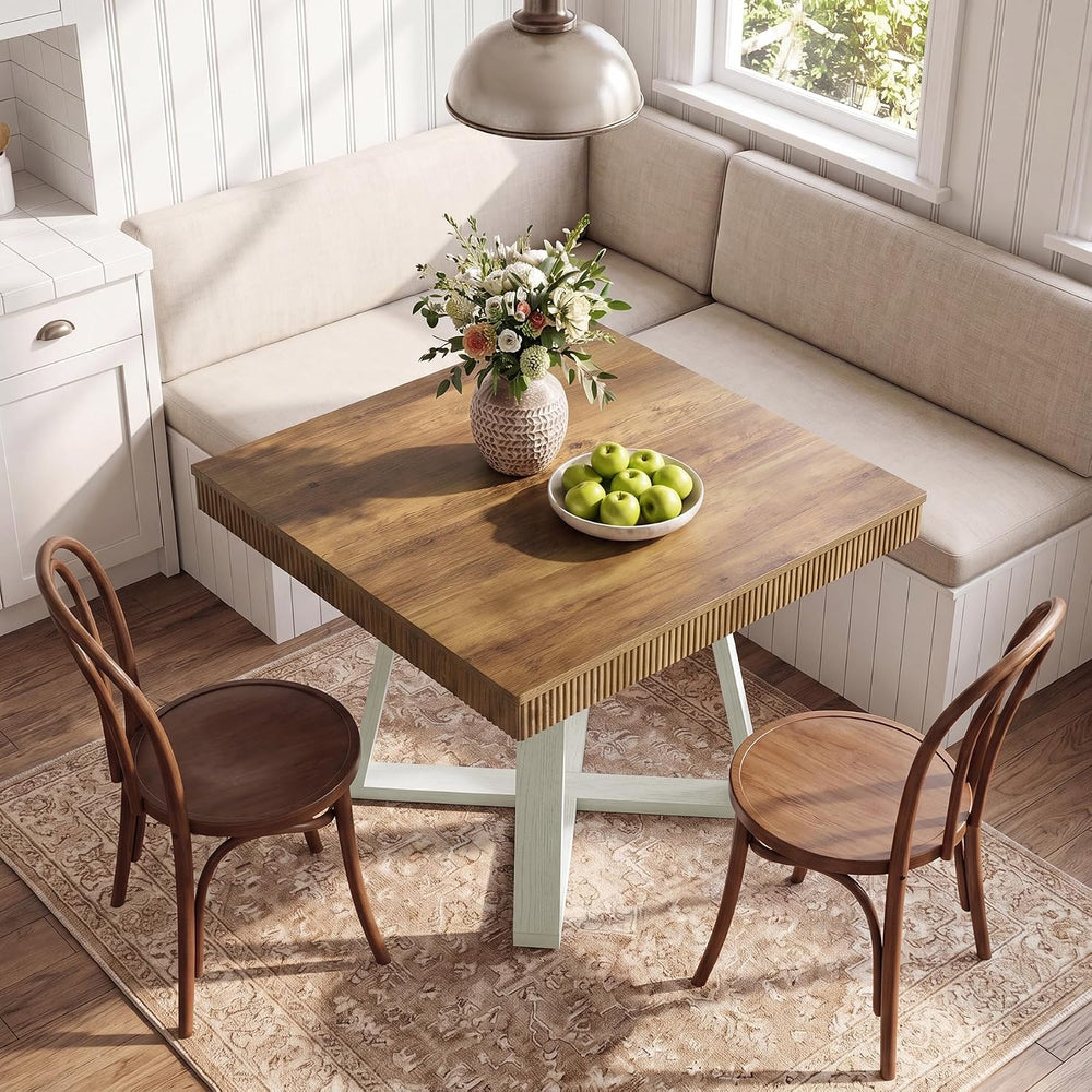 Tribesigns 31.5" Square Dining Table for 4, White & Brown
