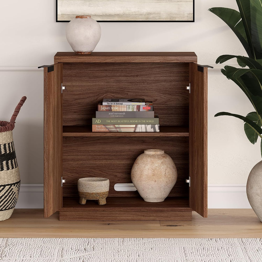 Henn&Hart 28" Fluted Accent Cabinet, Sideboard Buffet, Medium Walnut