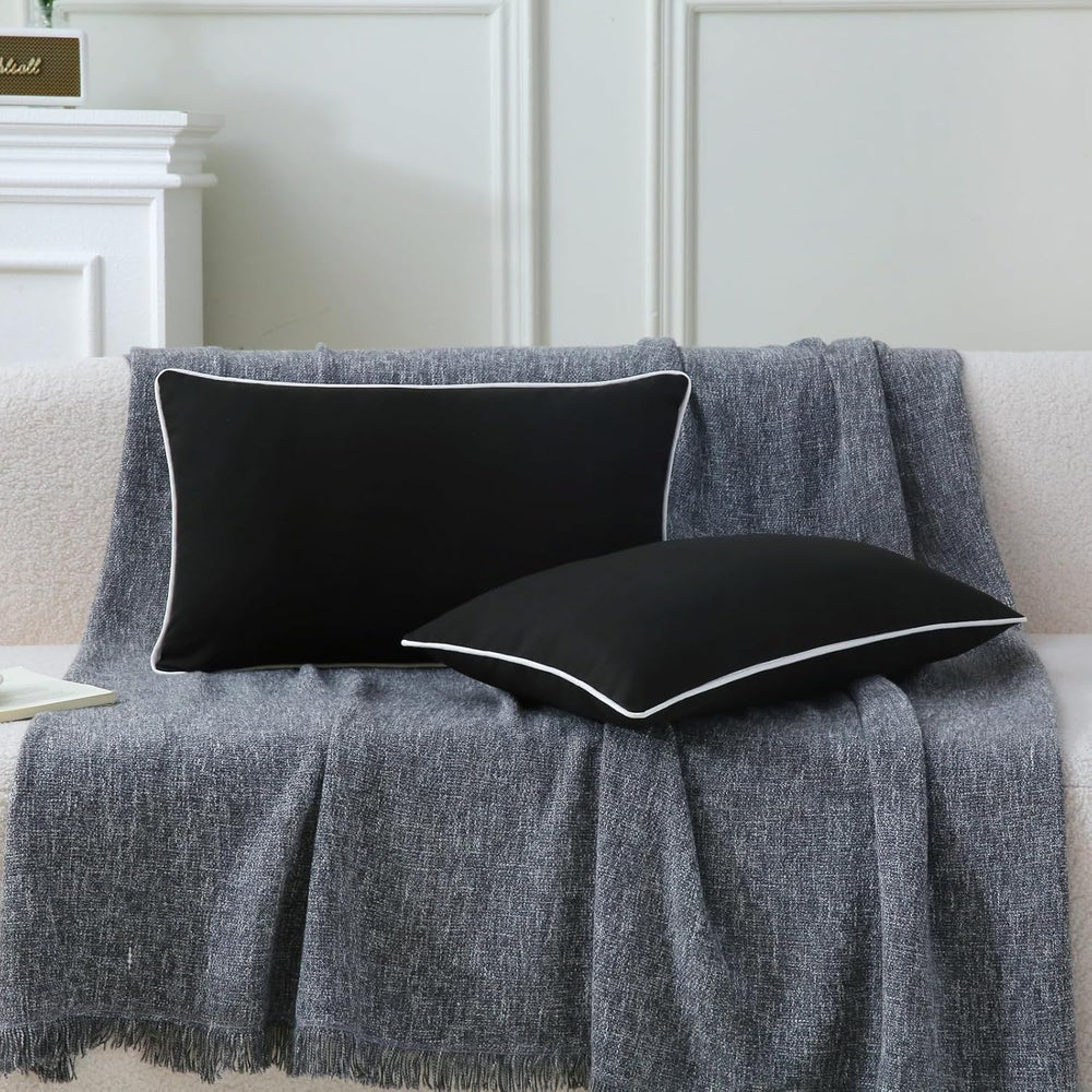 Outdoor Pillows with Inserts Set of 2 Waterproof Pillow with Piping