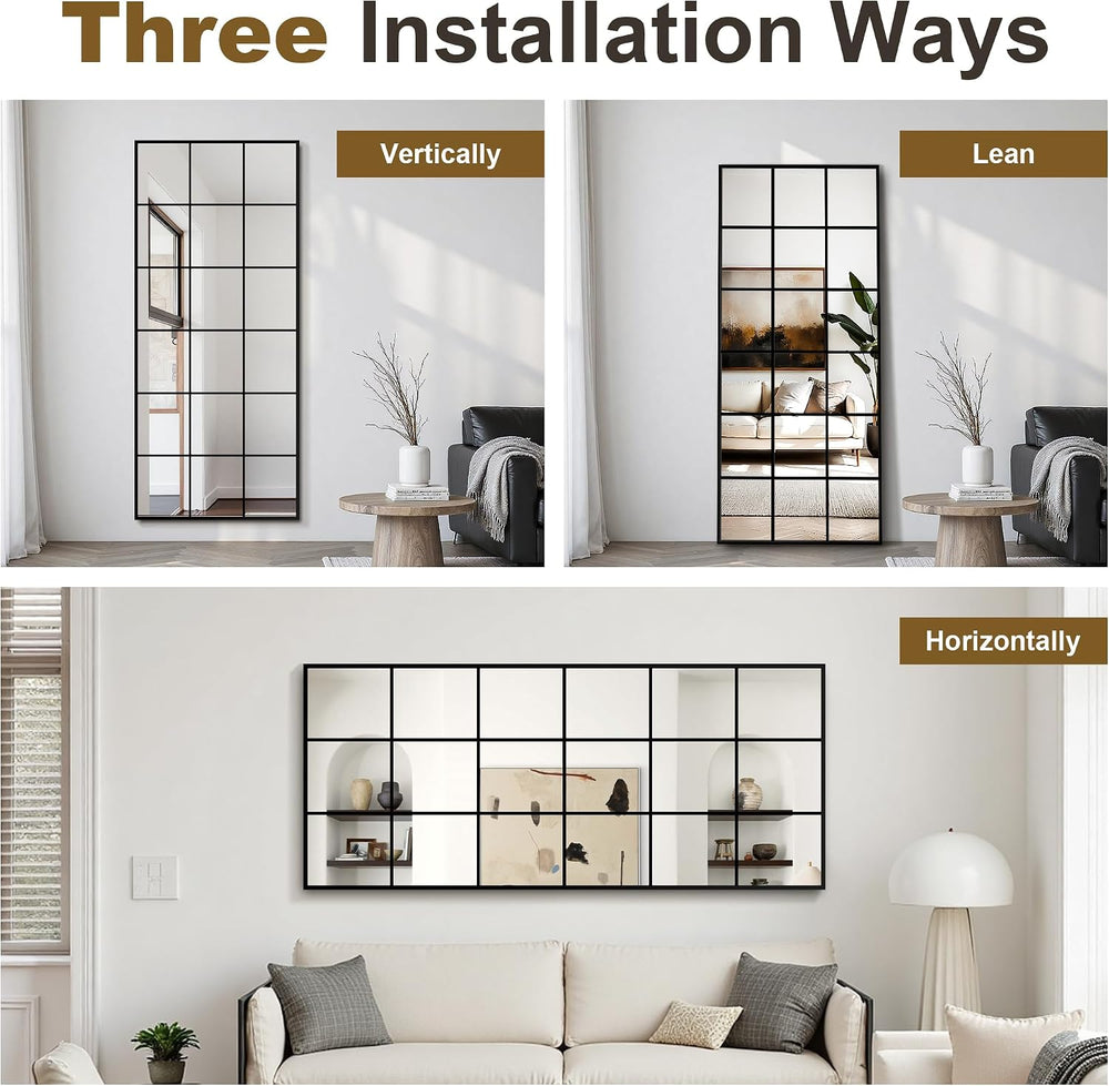 Full Length Mirror Window Pane, 30" x 70" Large Decorative Mirror, ...