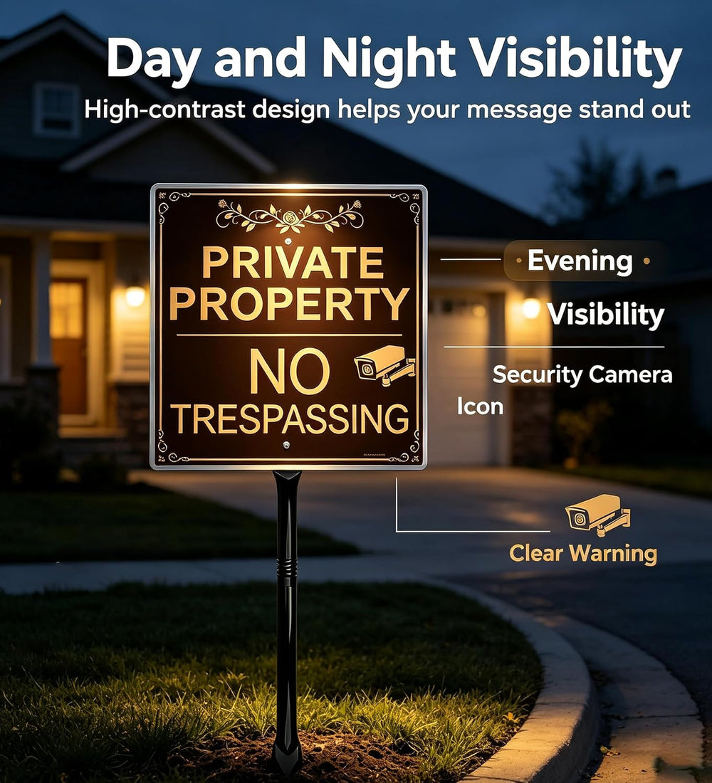 2Pack Private Property No Trespassing Sign with 36“ Stakes