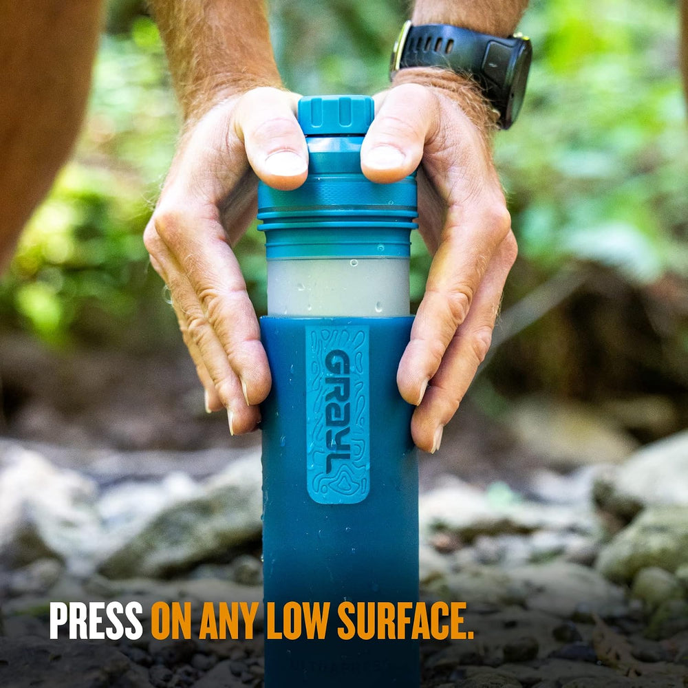 GRAYL UltraPress 16.9 oz Water Purifier & Filter Bottle, Forest Blue