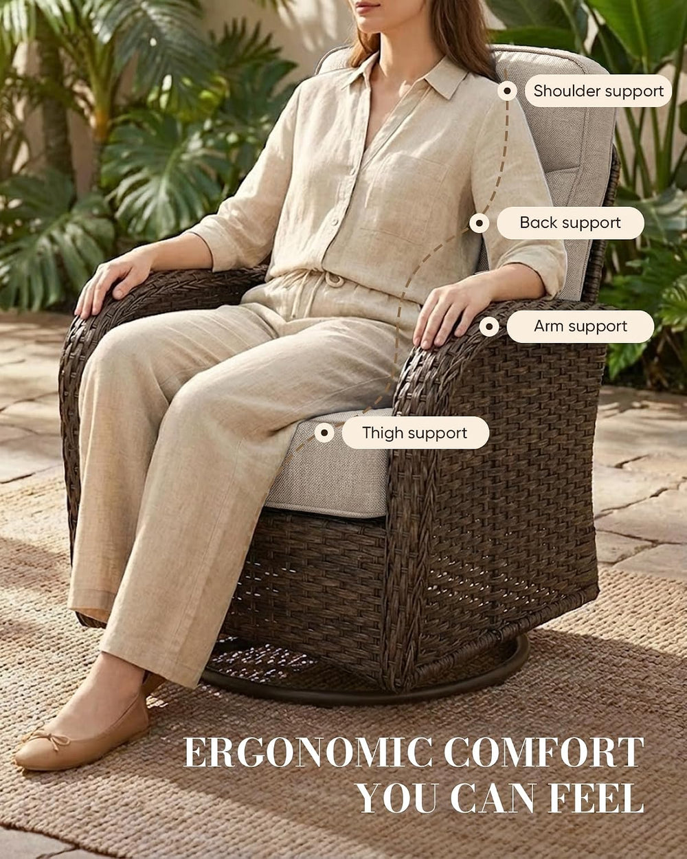 Belord Upgraded 6“ Cushion Luxury 5 Pieces Patio Furniture Set - All Weather ...