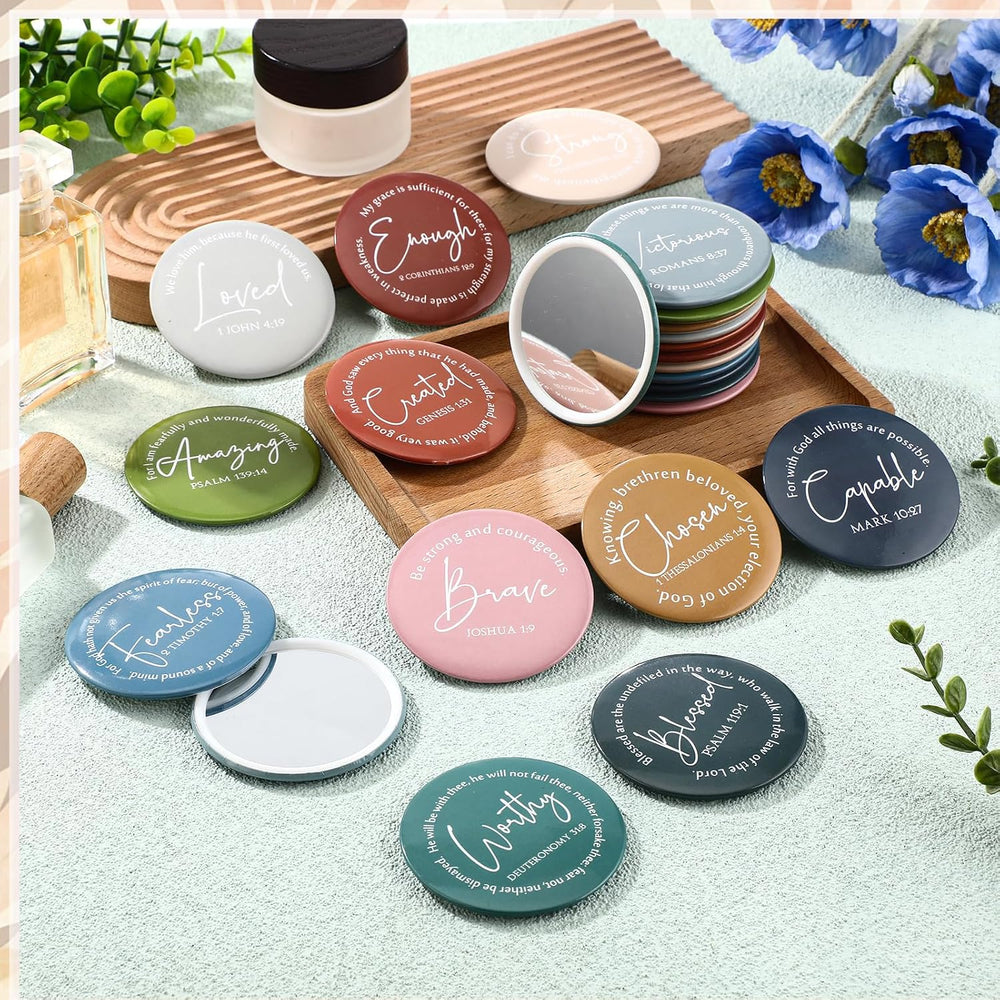 72 Pcs Mini Compact Mirrors Bulk Small Christian Gifts for Women, Morandi