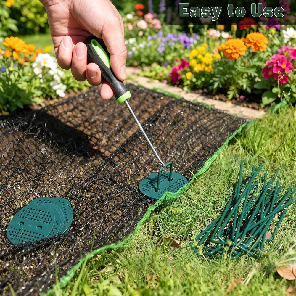 FEED GARDEN 6 Inch 200 Pcs Galvanized Landscape Staples 200 Pcs Gaskets Pick ...