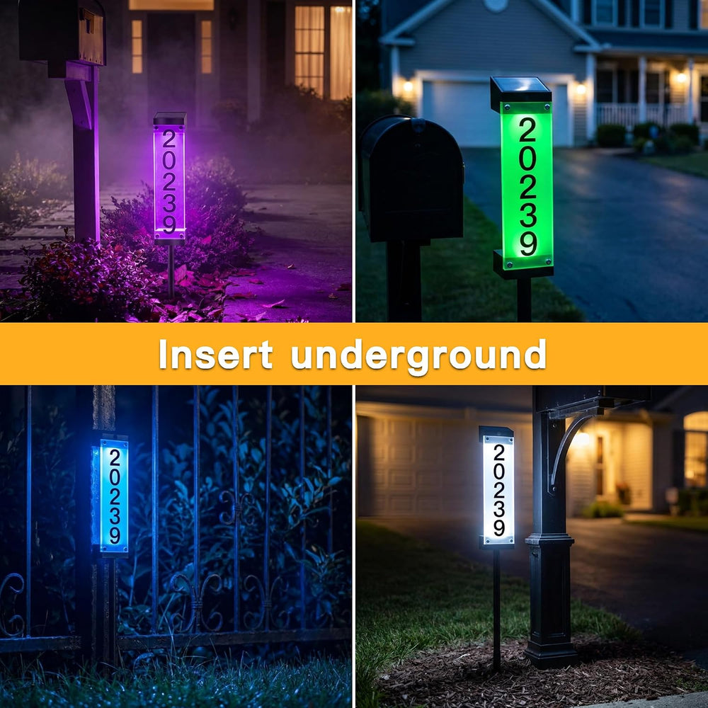 Solar House Numbers for Outside, Address Signs for Yard with Stake
