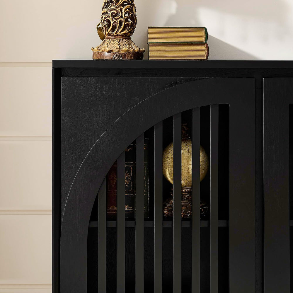 LKTART Black Sideboard Buffet Storage Cabinet,Narrow Small Entryway Cabinet