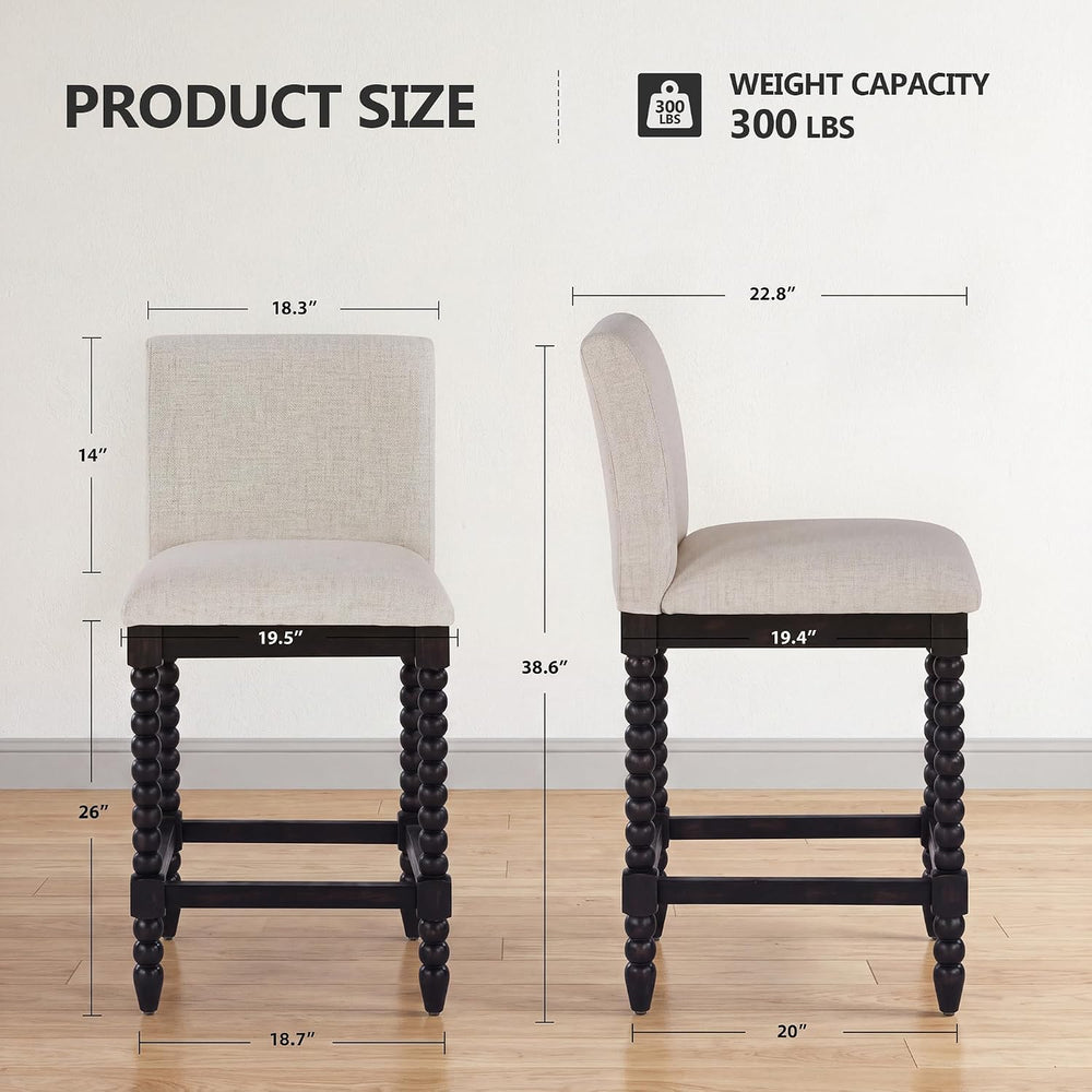 DUHOME Spindle Counter Stool with Padded Spring Seat