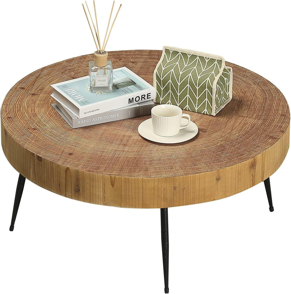 RUSTOWN Farmhouse Round Coffee Table Set of 2, Cocktail Table Sets
