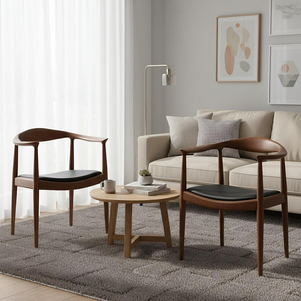 Kennedy Chairs, Mid Century Modern Dining Chairs with Arms (Walnut)