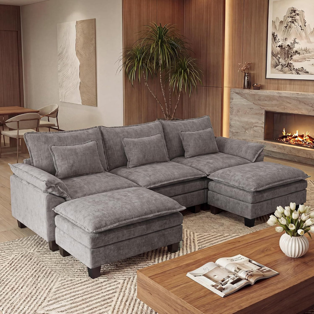 URRED Oversized Modular Sectional Sofa,Gray:122" U Shaped