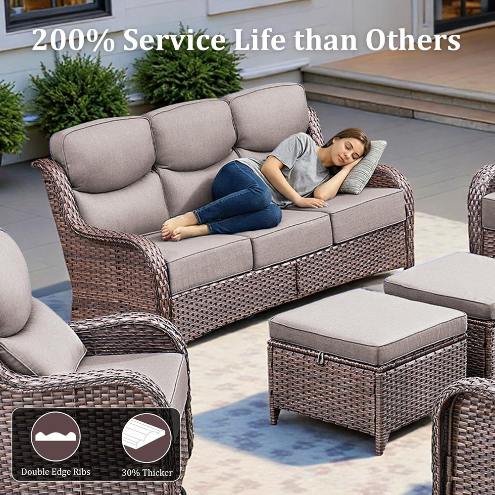 Luxury Patio Furniture Set with 42.5" Fire Pit Table, 6 Pieces High Back...