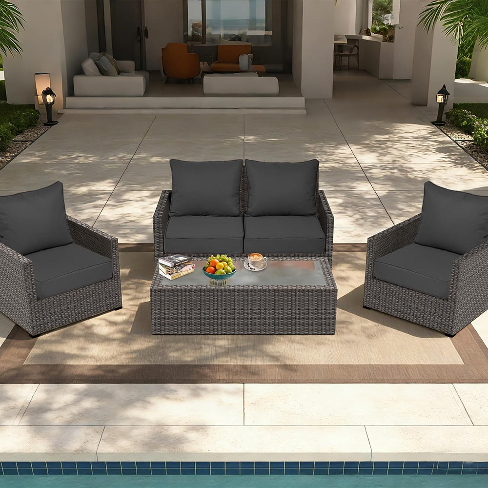 22x24 Outdoor Chair Cushions Set of 2, Waterproof Deep Seat Cushions for Pati...