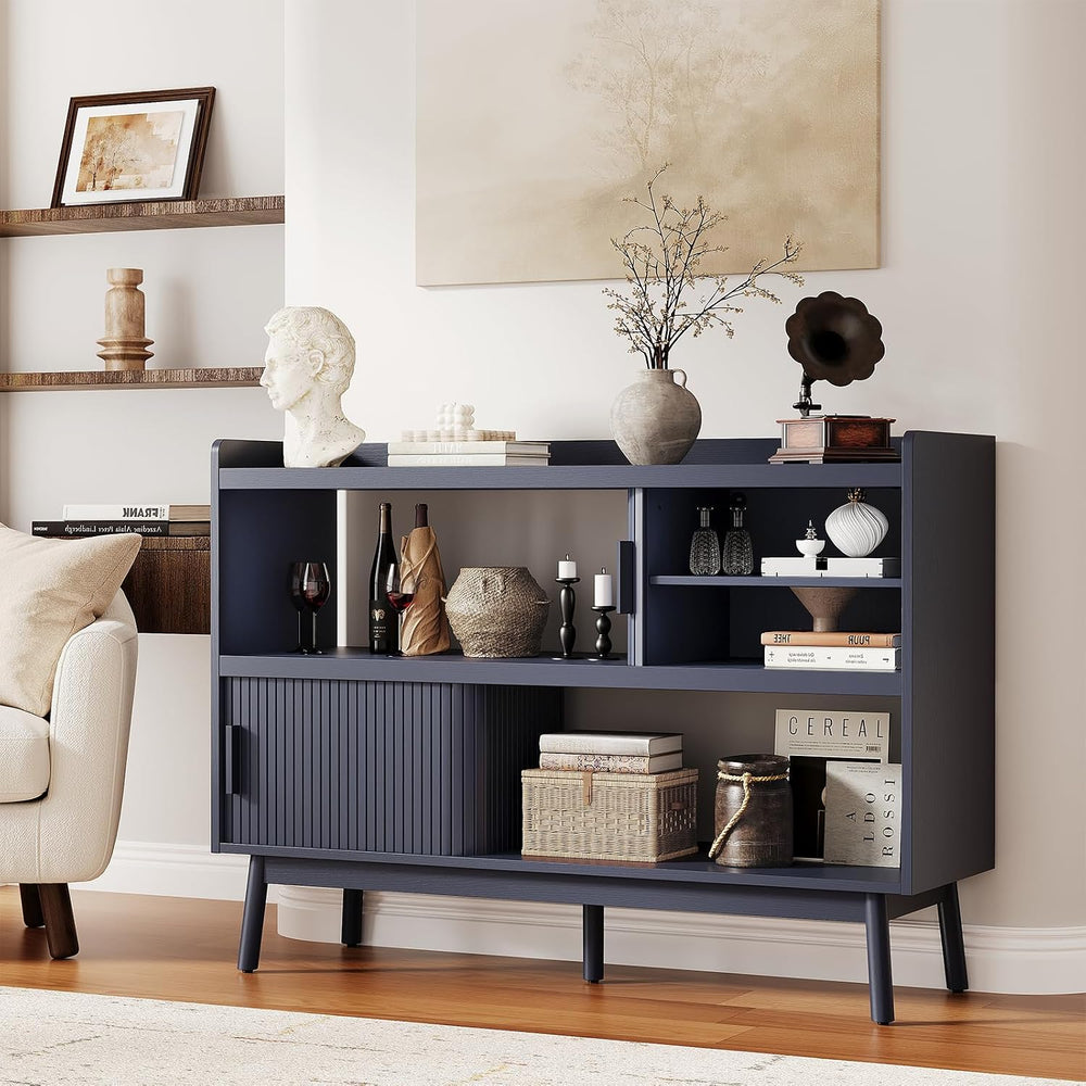 ONBRILL 51.2" Sideboard Buffet Cabinet with Outlet & Sliding Door, Blue