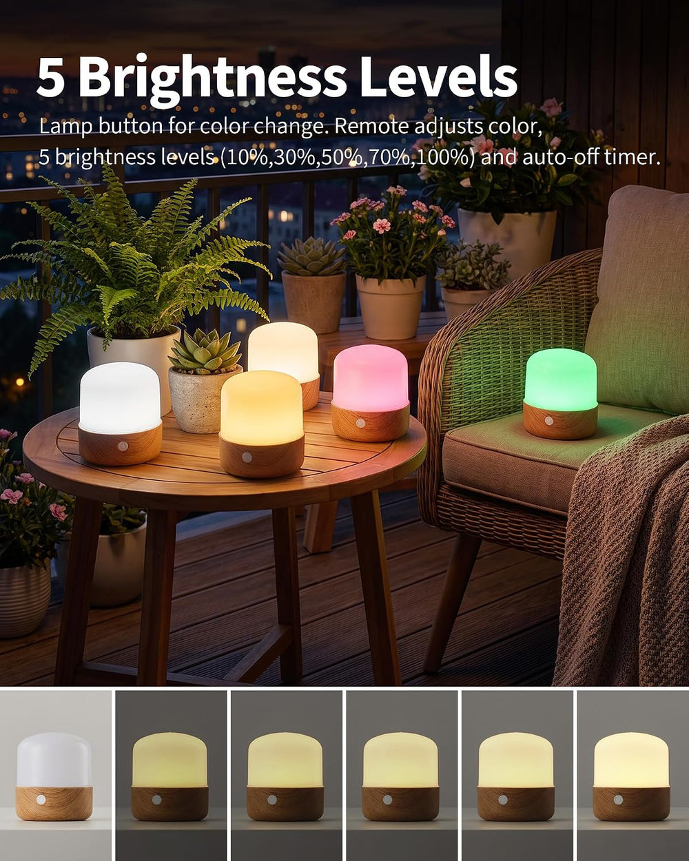 KDG Cordless RGB H3.5 Small Table Lamps Set of 2, Magnetic Base Light Bulb