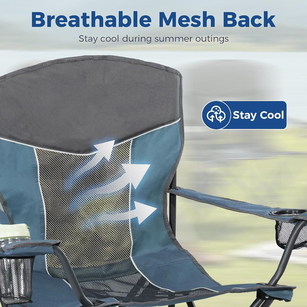 Oversized XL Camping Chair 2-Pack with Mesh Back, Blue