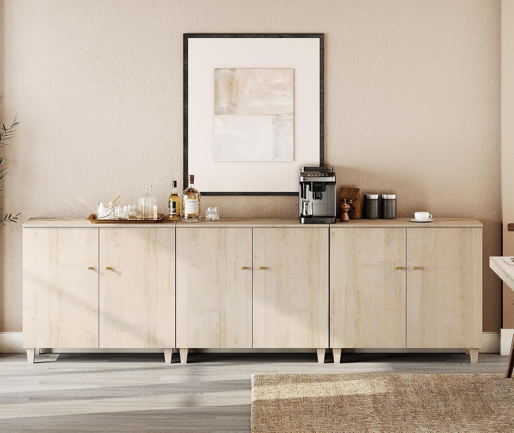 WAMPAT Modern Sideboards Credenza Storage Cabinets, 3 Pieces, Light Oak