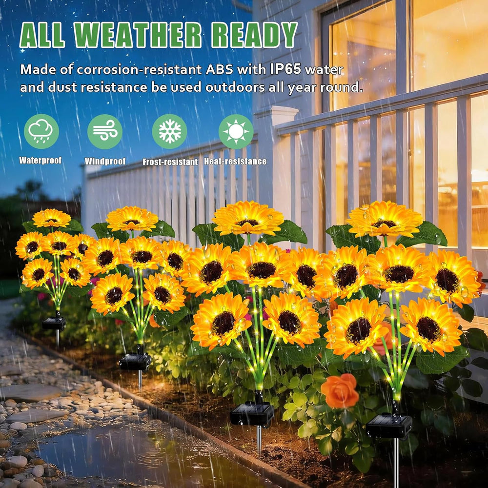 Solar Lights Outdoor Garden Decor,4 Pack with 24 Sunflower Lights,Solar Flowe...