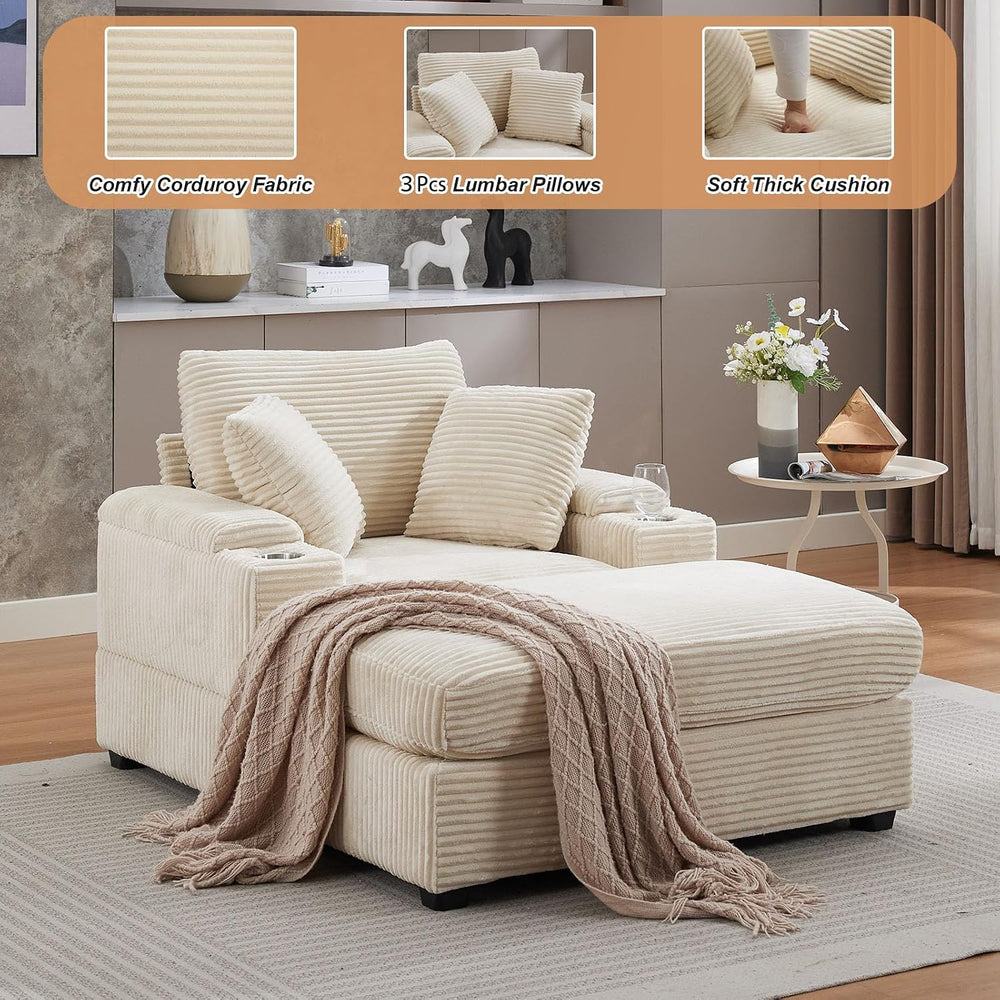LUCKHAO 42.12" Oversized Chair with Ottoman,Chaise Lounge Chair Indoor w...