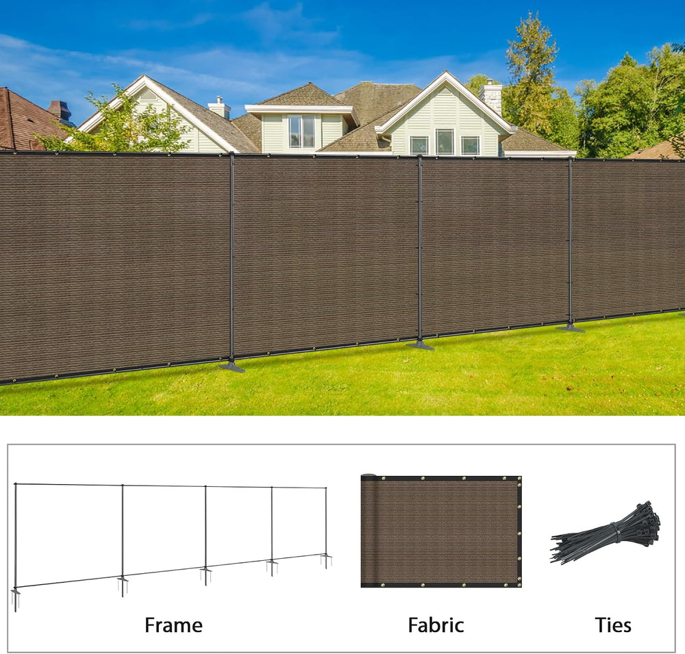 SunnyRoyal 5' x 24' Privacy Fence Screen Panel with Iron Poles Freest...