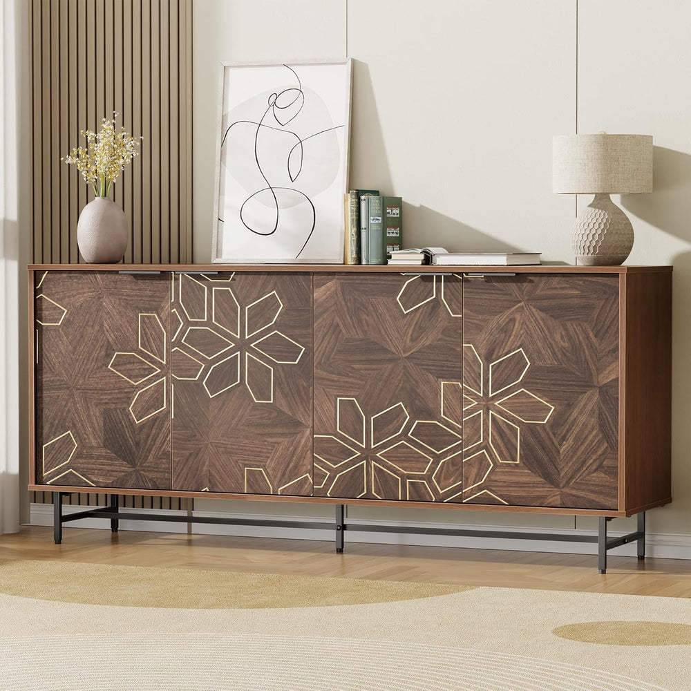 Mericonia Sideboard Buffet Cabinet Storage, Modern Console Fluted Credenza