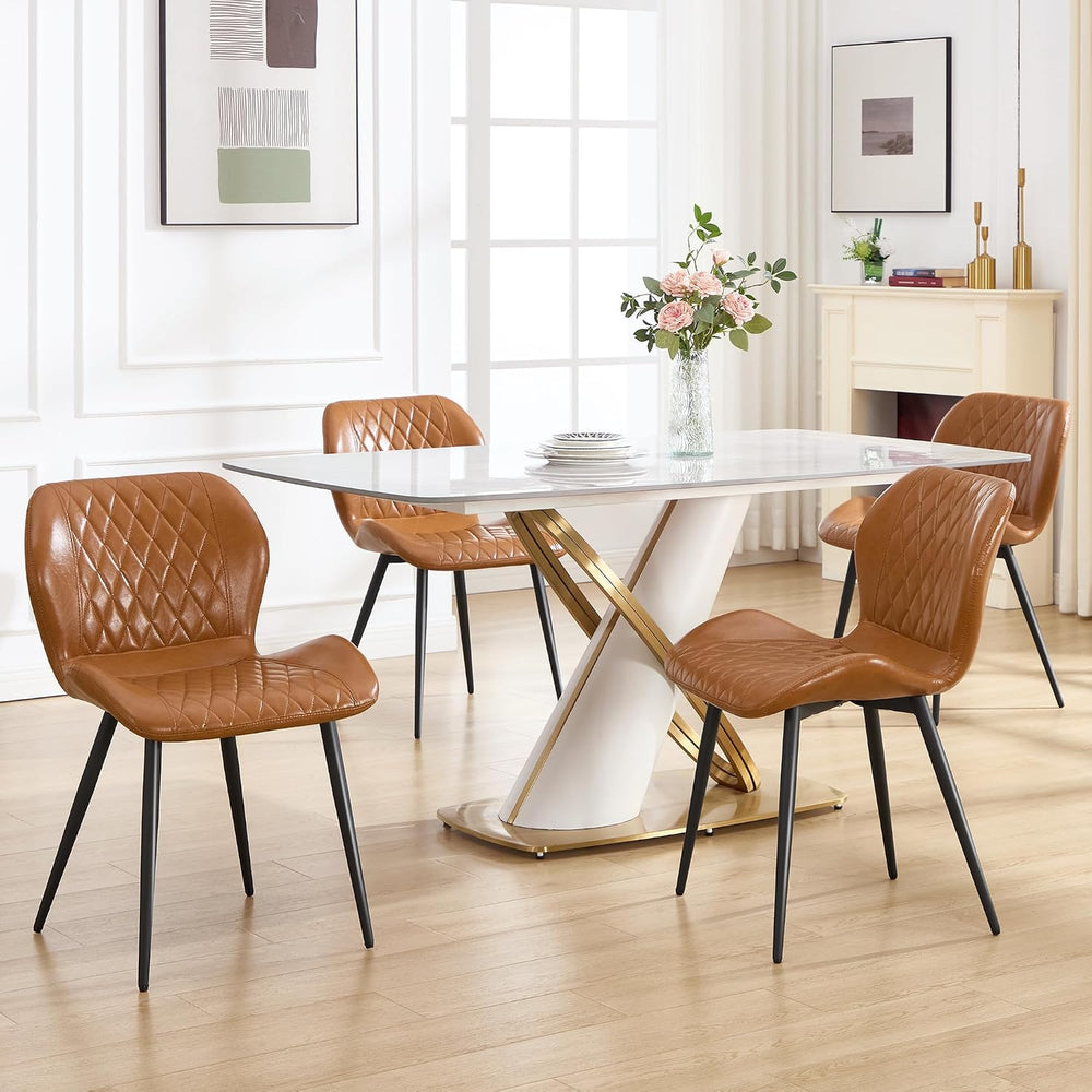Dining Chairs Set of 2,Faux Leather Modern Dining Chairs with Thick Cushions,...