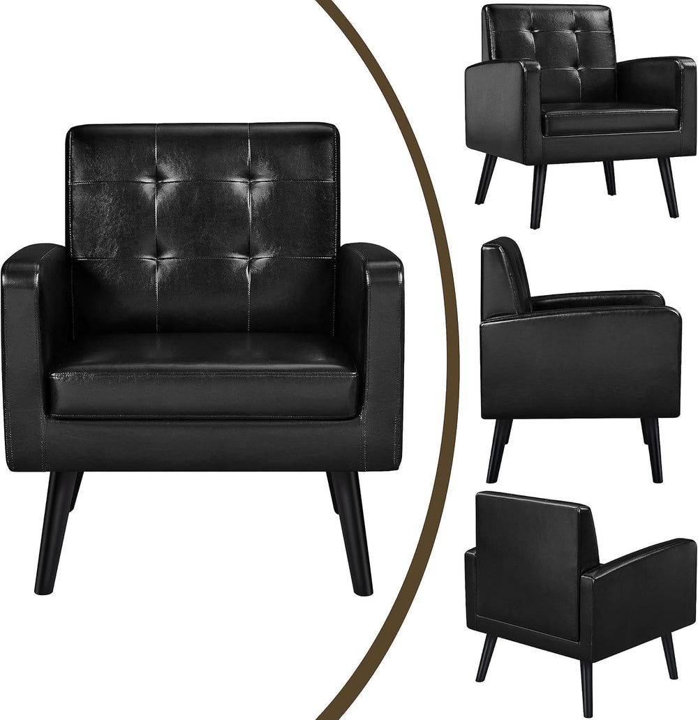 Yaheetech Mid Century Accent Chairs Set of 2 Living Room Chairs Black