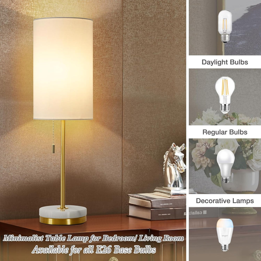 Luvkczc 18" Desk Lamp & Table Lamp Set of 2, Bedside Lamps with Marb...