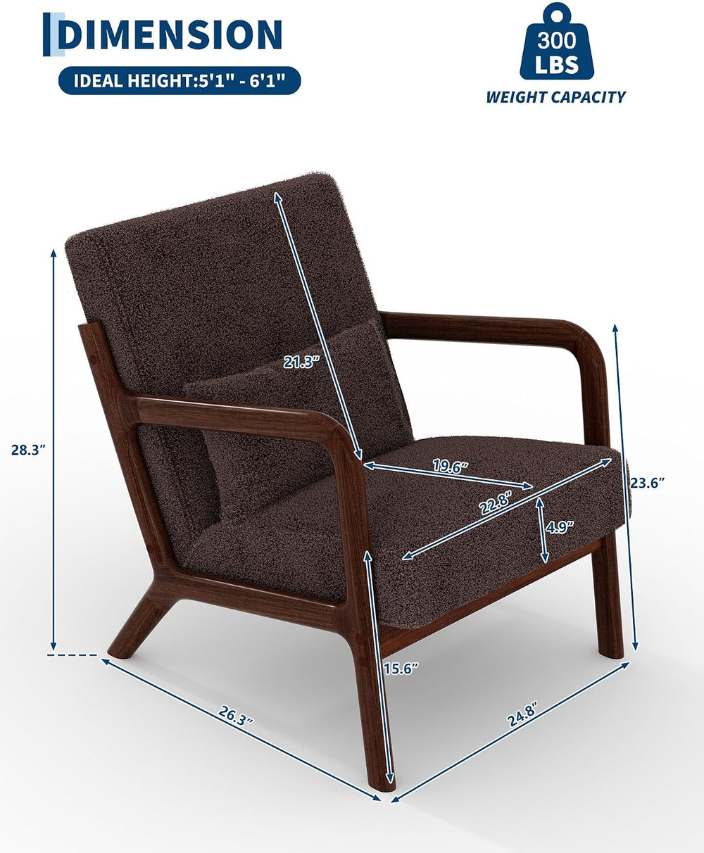 Garvee Mid Century Accent Chair, Upholstered Armchair with Lumbar Pillow