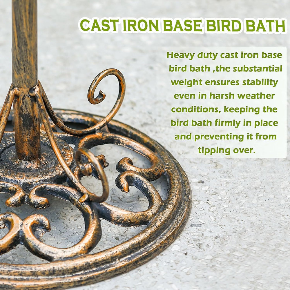 27.6" H Cast Iron BirdBaths for Outdoors,Metal Bird Bath for Outside