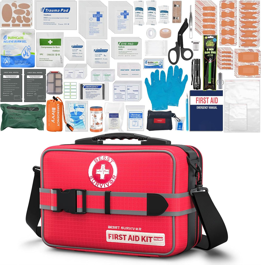 Besst Survivor 401 Pieces First Aid Kit with 2 Chest Seals & Israeli Band...