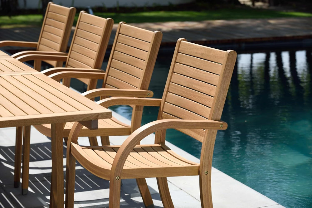 Amazonia Berlin 9-Piece Teak Finish Rectangular Extendable Patio Dining Set