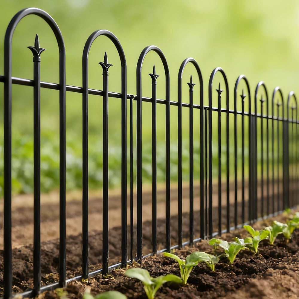 ARIFARO 24" H x 24" W No Digging Garden Fence, 5 Panels 10ft Black ...