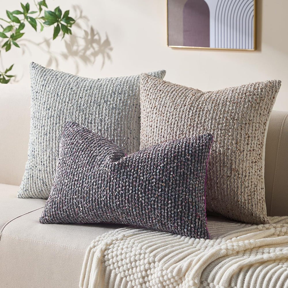 Allorry Throw Pillow Covers 12x20 Soft Wool Cushion Decorative Purple012E12