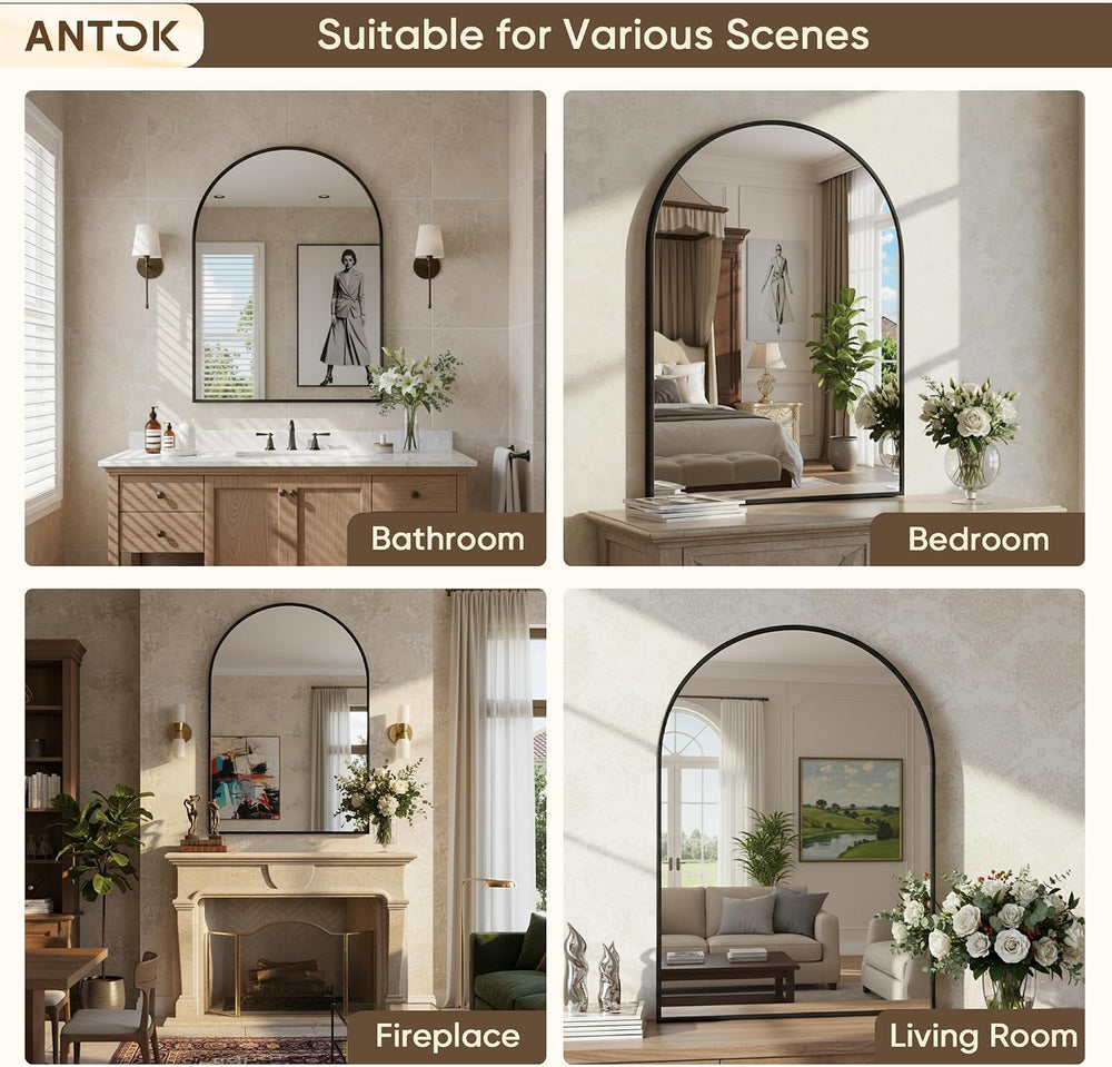 Antok Arched Bathroom Mirror, 20"x30" Wall Mounted Mirror, Vanity M...