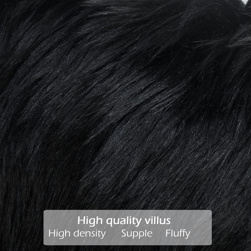 LIGICKY Set of 2 Black Fluffy Pillows Luxury Series Soft Faux Fur Throw Pillo...