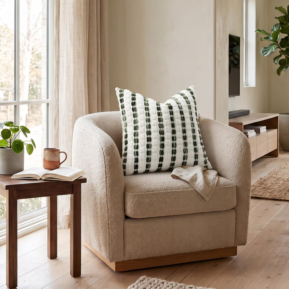 decorUhome Chenille Tufted Stripe Throw Pillow Covers 20x20 Set of 2 Green