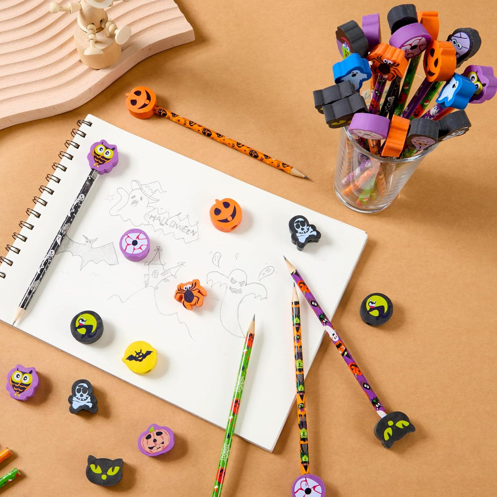JOYIN 108PCS Halloween Pencils with Erasers Stationery Set, 108 Colorful Penc...