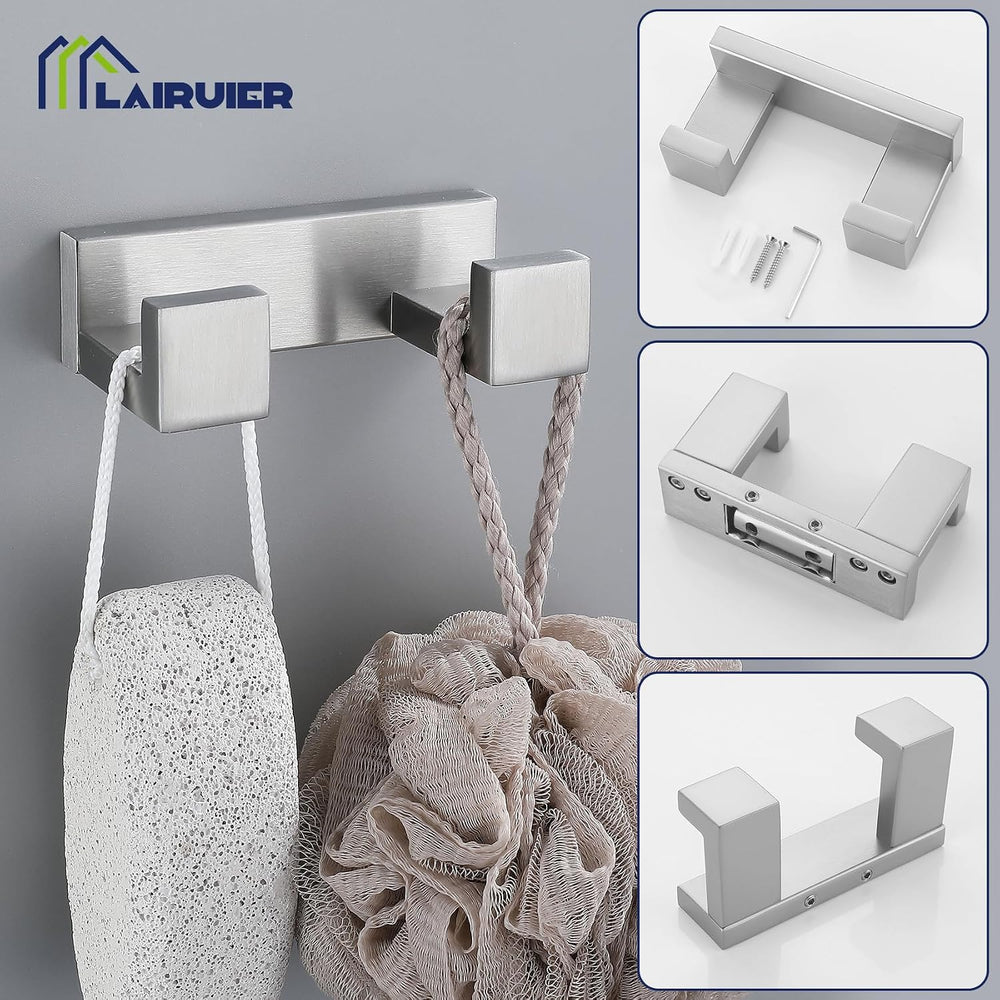 Brushed Nickel Bathroom Accessories, Toilet Paper Holder, Towel Bar & Hook